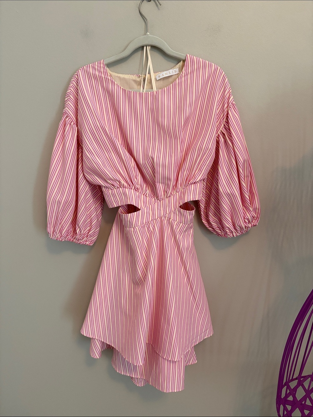 Karlie Pink, Cream and White Striped Cutout Dress NWOTs